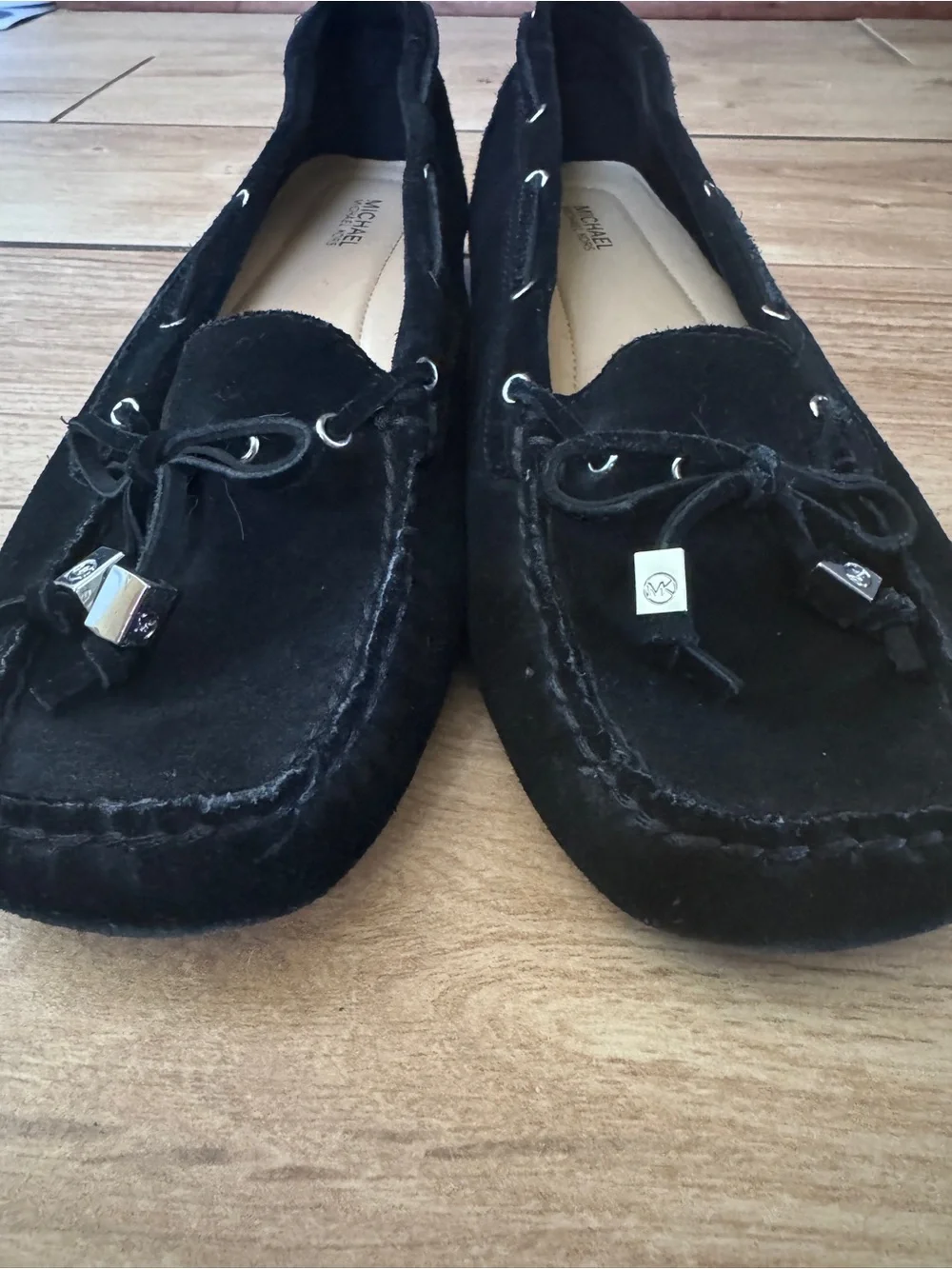 Michael Kors Black Suede Bow Moccasin Loafers